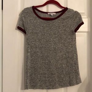Heather Gray t shirt with colored neckline